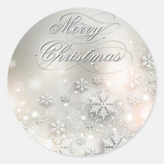 Christmas Holiday Elegant Snowflakes Classic Round Sticker