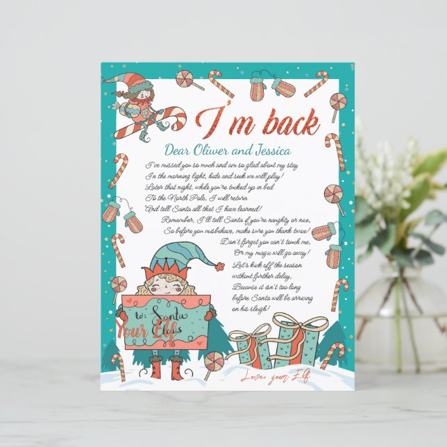 Christmas Holiday Elf Return Letter Invitation (Standing Front)