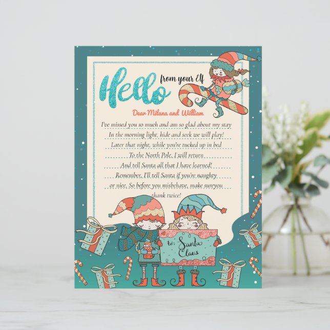 Christmas Holiday Elf Return Letter Invitation (Standing Front)
