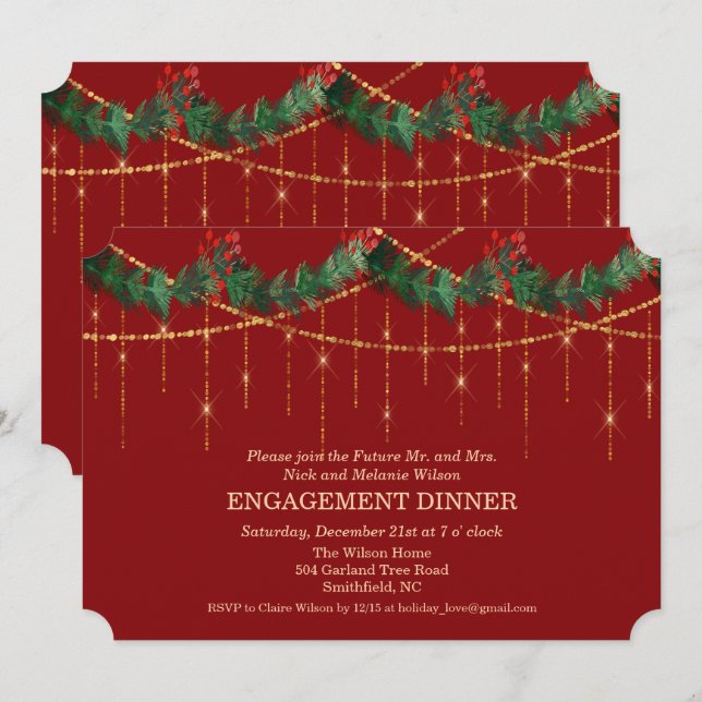 Christmas Holiday Engagement Dinner Invitation (Front/Back)