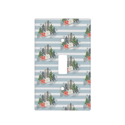 Christmas Holiday Evergreen Trees Stripes Light Switch Cover