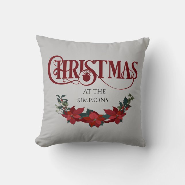 Christmas Holiday Family Home Decor Throw Pillow (Front)