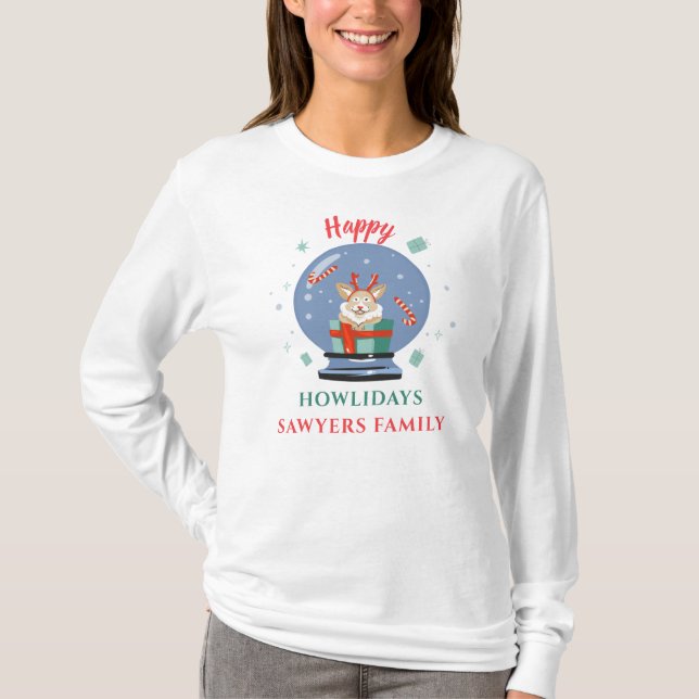 Christmas Holiday Family Matching Dog Howliday T-Shirt (Front)