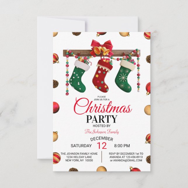 Christmas Holiday Family Party Invitation (Front)