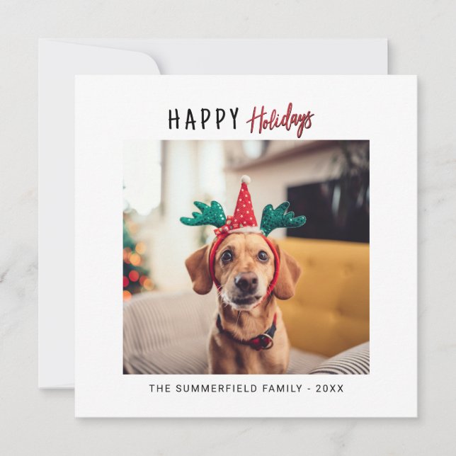 Christmas Holiday Family Pet Photo Greetings Card (Front)