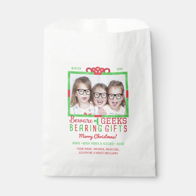 Christmas Holiday Family Photo | Funny Geeks Favor Bag (Front)