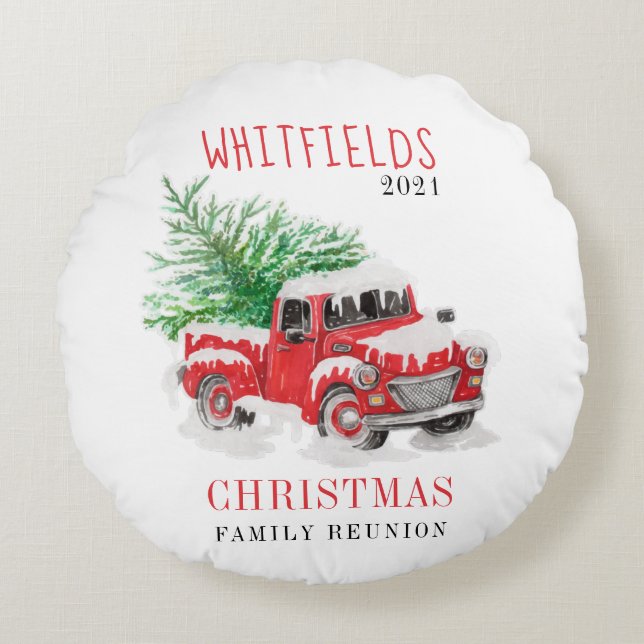 Christmas Holiday Family Reunion Custom Round Pillow (Front)