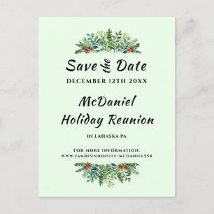 Christmas Holiday Family Reunion Save the Date Announcement Postcard