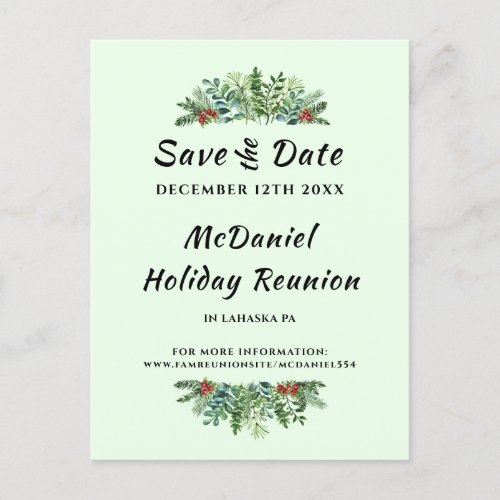Christmas Holiday Family Reunion Save the Date Announcement Postcard