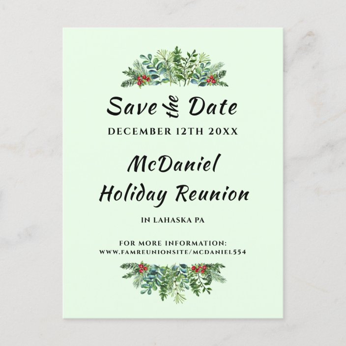 Christmas Holiday Family Reunion Save the Date Announcement Postcard ...