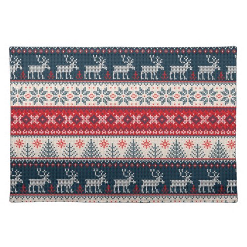 Christmas Holiday Faux Knit Pattern Nordic Theme Cloth Placemat