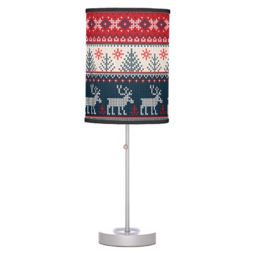 Christmas Holiday Faux Knit Pattern Nordic Theme Table Lamp