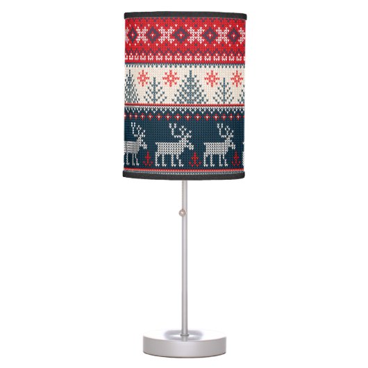 Christmas Holiday Faux Knit Pattern Nordic Theme Table Lamp (Front)