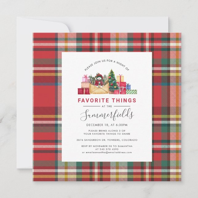 Christmas Holiday Favorite Things Festive Party Invitation (Front)