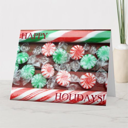 Christmas Holiday festive Candy Caneshard candies Card