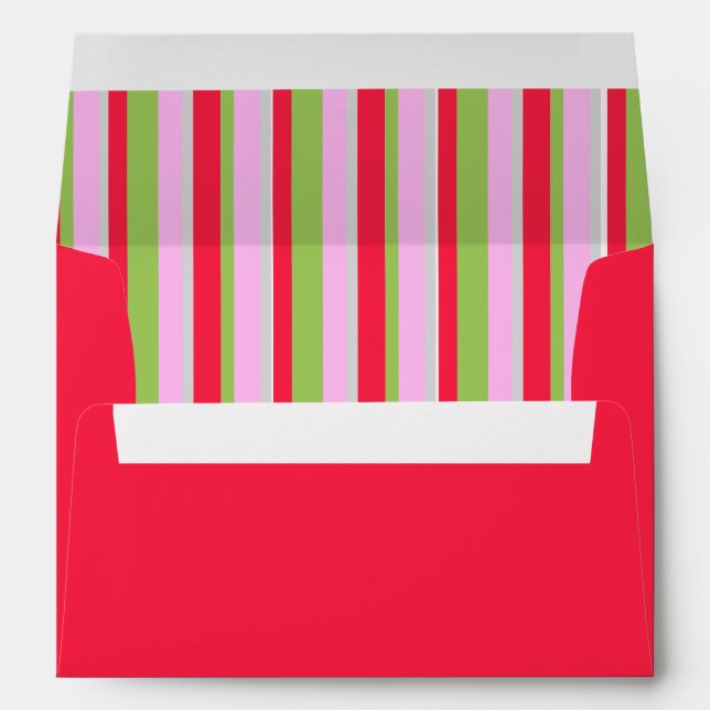 Christmas Holiday Festive Cute Colorful Striped  Envelope (Back (Bottom))