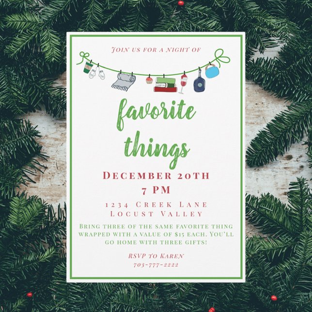 Christmas Holiday Festive Favorite Things  Invitation (Creator Uploaded)