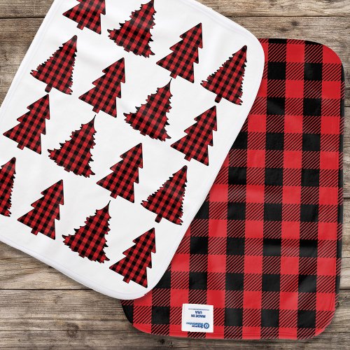 Christmas Holiday Festive My First Buffalo Plaid Baby Burp Cloth