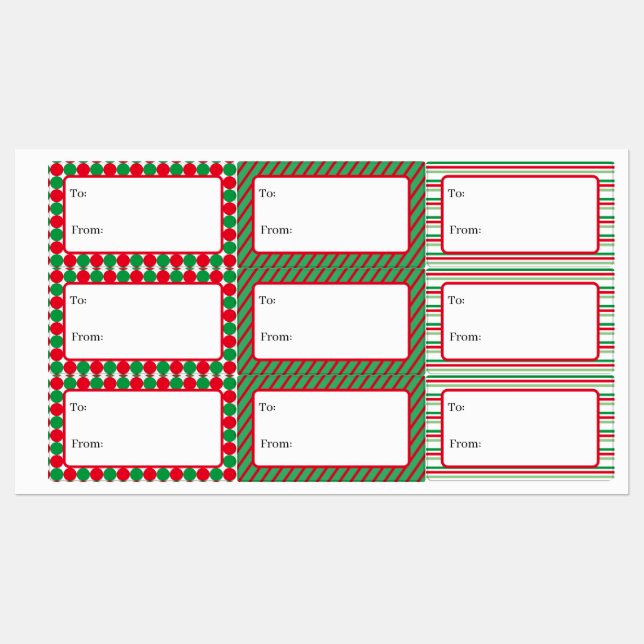 Christmas Holiday Festive Pattern Gift Labels (Sheet)