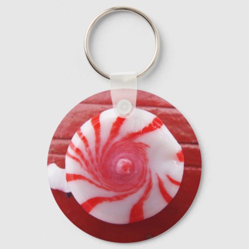 Christmas Holiday festive peppermint swirl candy Keychain