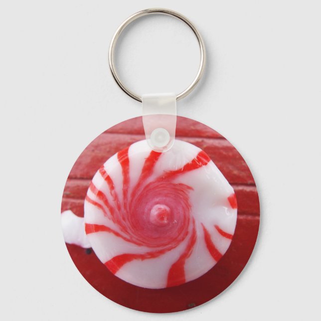 Christmas Holiday festive peppermint swirl candy Keychain (Front)