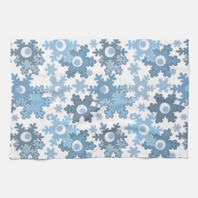 Christmas holiday festive winter snowflakes bright kitchen towel (Horizontal)