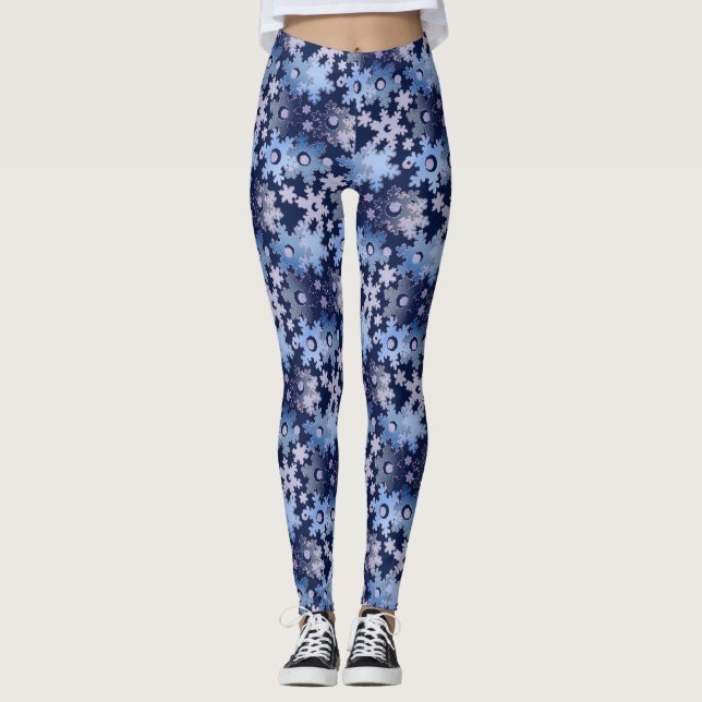 Christmas holiday festive winter snowflakes bright leggings (Front)