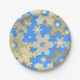 Christmas holiday festive winter snowflakes bright paper plates