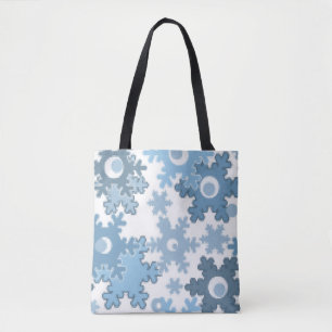 Christmas holiday festive winter snowflakes bright tote bag