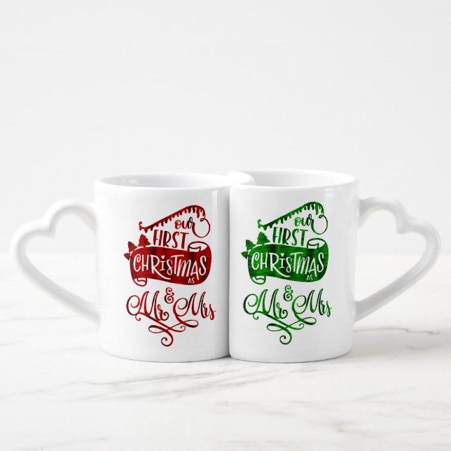Christmas Holiday - First Xmas Mr Mrs 2 Coffee Mug Set (Front Nesting)