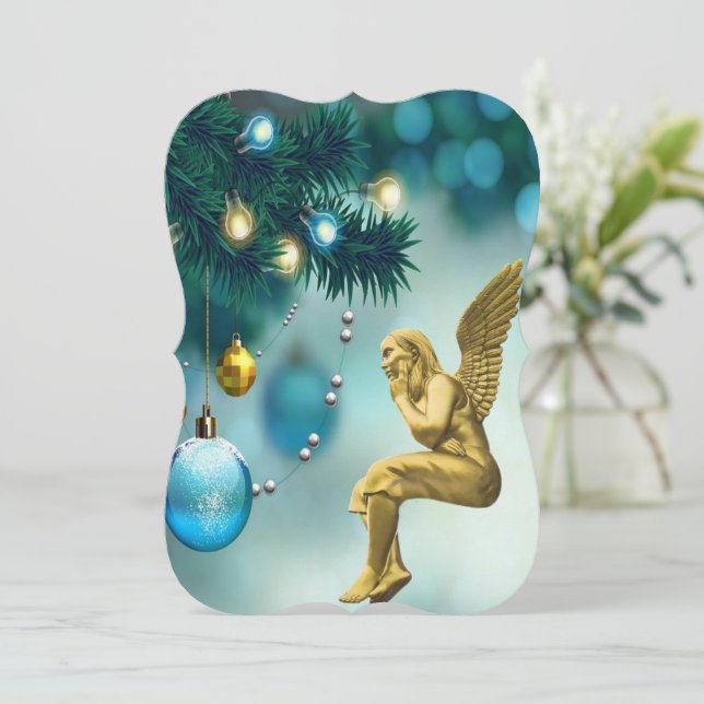 Christmas Holiday Flat Greeting Card, Angel Card (Standing Front)