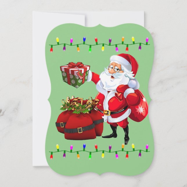 Christmas Holiday Flat Greeting Card, Santa Claus Card (Front)