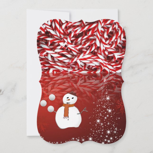 Christmas Holiday Flat Greeting Card, Snowman Card (Front)