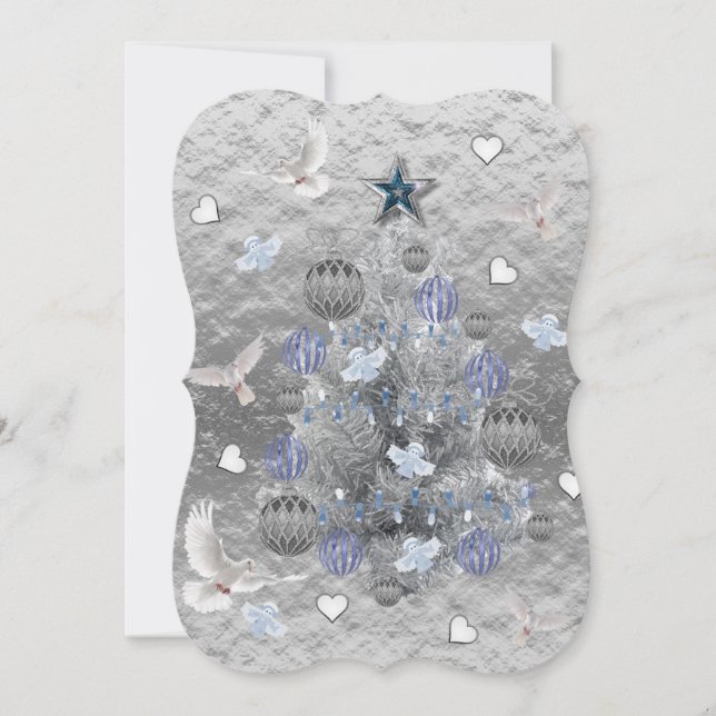 Christmas Holiday Flat Greeting Card, White Doves Card (Front)