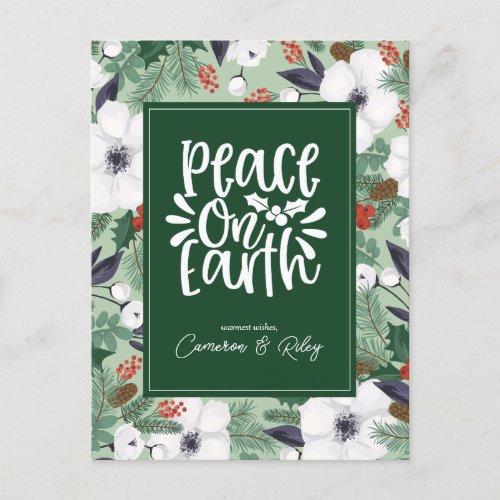 Christmas Holiday Floral  ADD YOUR PHOTO Postcard