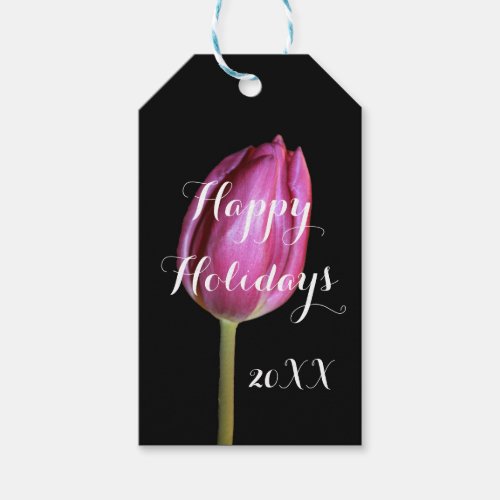 Christmas Holiday Floral Tulips Pink Pretty 2019 Gift Tags