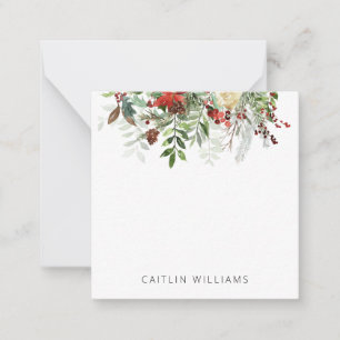 Christmas Holiday Floral Winter Small Note Card