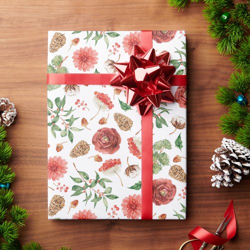 Christmas Holiday Floral Wrapping Paper