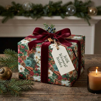 Christmas Holiday Floral Wrapping Paper