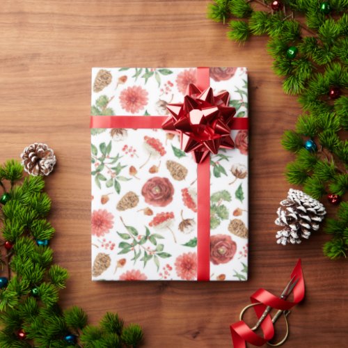 Christmas Holiday Floral Wrapping Paper