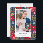 Christmas Holiday | Flowers & Snow | Photo Card<br><div class="desc">Cartita design ©2016 All Rights Reserved
Feel free to change or add text!

I Hope you enjoy my illustrations!

Look also for matching products in my store!</div>