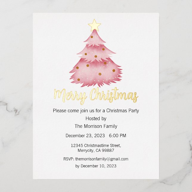 Christmas Holiday Foil Postcard, Christmas Invite (Front)