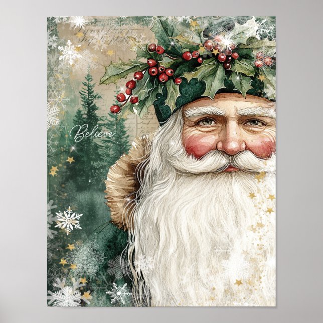 christmas holiday folk santa believe poster (Front)