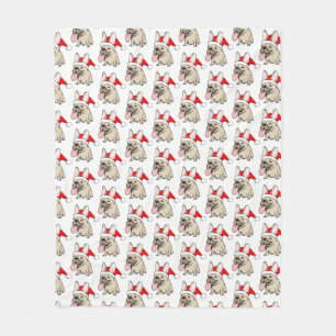 Christmas Holiday French Bulldog   Frenchie Dogs Fleece Blanket