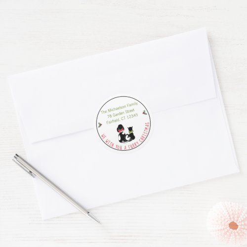Christmas Holiday From the Pets Return Address  Classic Round Sticker