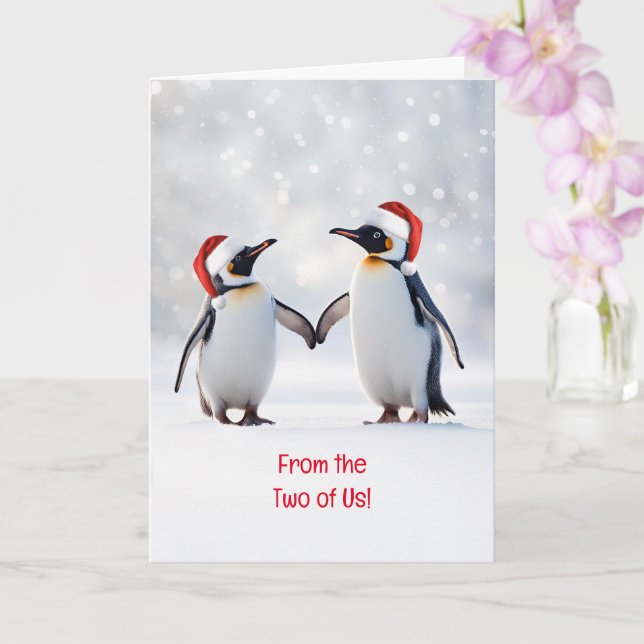 Christmas Holiday from the Two of Us Cute Penguin  Card (Orchid)