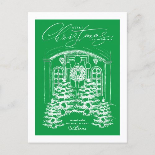 Christmas Holiday Front Door  ADD YOUR PHOTO Postcard