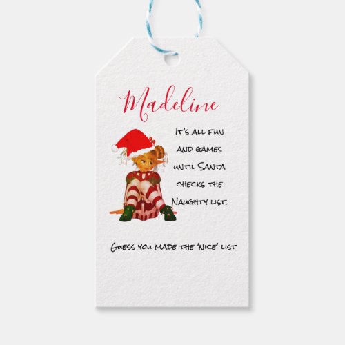 Christmas Holiday Funny Quote Elf Name Gift Tags