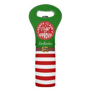 Christmas Holiday Funny Santa Claus Stamp Name Wine Bag