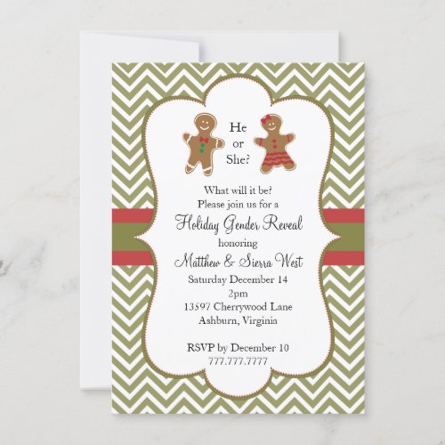 Christmas Holiday Gender Reveal Baby Shower Invitation